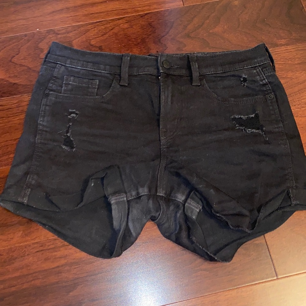 Old nayy black jean shorts with rips